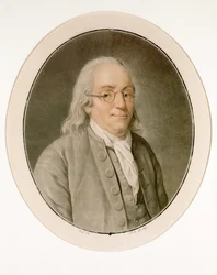Porträt von Benjamin Franklin mit Brille