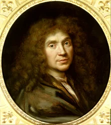 Porträt von Molière (1622-1673), Jean-Baptiste Poquelin. Maße: 0,55 x 0,48. Um 1658. Chantilly, Musée Condé.