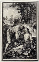 La Cruche - in „Tales et nouvelles en vers“ von Jean La Fontaine. 1776. Illustration von P.P. Choffard