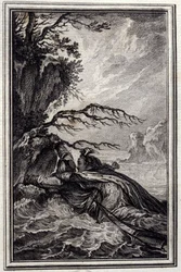 La fiancée du roi de Garbe - in „Tales et nouvelles en vers“ von Jean La Fontaine. 1776. Illustration von P.P. Choffard