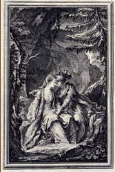 Die Braut des Königs von Garbe - in „Tales et nouvelles en vers“ von Jean La Fontaine. 1776. Illustration von P.P. Choffard