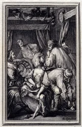 Le Cradle - in „Tales et nouvelles en vers“ von Jean La Fontaine. 1776. Illustration von P.P. Choffard