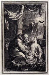 Der Teufel in der Hölle - in „Tales et nouvelles en vers“ von Jean La Fontaine. 1776. Illustration von P.P. Choffard