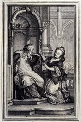 Le Mari Beichtvater - in „Tales et nouvelles en vers“ von Jean La Fontaine. 1776. Illustration von P.P. Choffard
