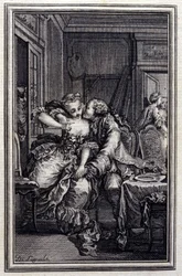 Les Remis - in „Erzählungen und neue Verse“ von Jean La Fontaine. 1776. Illustration von P.P. Choffard.