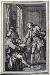 Les confeux indiscrets - in „Erzählungen und neue Verse“ von Jean La Fontaine. 1776. Illustration von P.P. Choffard.