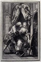 Les quiproquos - in „Tales et nouvelles en vers“ von Jean La Fontaine. 1776. Illustration von P.P. Choffard