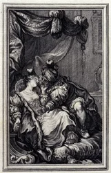 Mona Lisa - in „Tales et nouvelles en vers“ von Jean La Fontaine. 1776. Illustration von P.P. Choffard