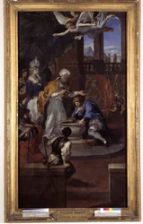 Die Taufe von Chlodwig I. (465-511), 25. Dezember 496, durch Saint Remi, Bischof von Reims