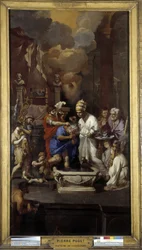 Die Taufe von Konstantin: Kaiser Caius Flavius Valerius Aurelius Constantinus empfängt das Sakrament von Papst Silvester I. (Heiliger) in der Basilika St. Johannes im Lateran in Rom