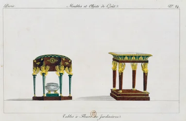 Blumentische oder Blumenständer, Tafel 84, Illustration aus Collection de meubles et objects de gout