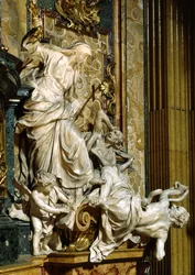Religion stürzt Ketzerei und Hass, ca. 1697 (Marmor)