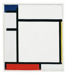 Komposition mit Blau, Gelb, Rot und Grau