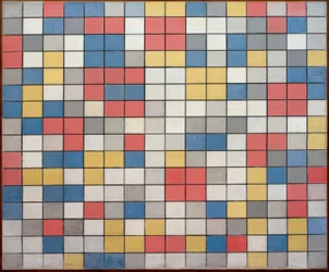 Komposition mit Gitter 9; Schachbrett mit hellen Farben