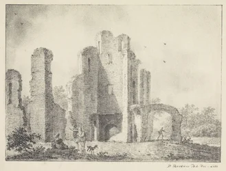 Landschaft mit Ruine und Figuren