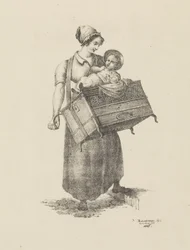 Frau mit Orgel und Kind