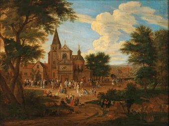 Belebter Marktplatz in einer Stadt