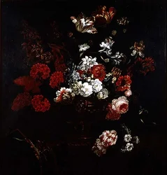 Stillleben mit Blumen in einer Kupfervase