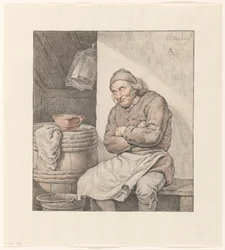 Sitzender, schlafender Mann