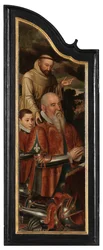 Linkes Panel von Christus am Kreuz mit der Jungfrau, St. Johannes und Maria Magdalena
