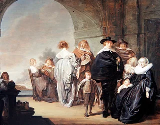 Eine elegante Gesellschaft auf einer Terrasse