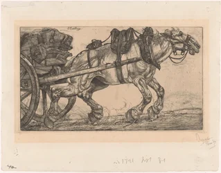 Zugpferd vor einem Wagen