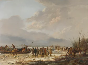 Eisbrechen auf dem Karnemelksloot, Naarden, Januar 1814