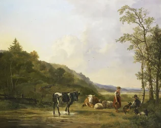 Landschaft mit Hirten und Vieh