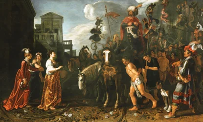 Jephthah wird von seiner Tochter vom Schlachtfeld begrüßt