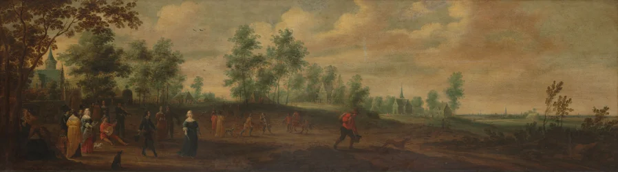 Landschaft mit einem tanzenden Paar