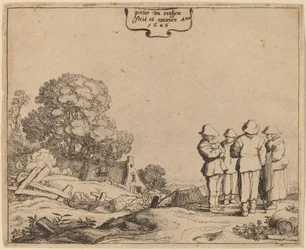 Drei Bauern und eine Frau