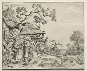 Landschaft mit zwei Bauern im Gespräch, 1626