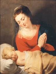Die Jungfrau, die das schlafende Kind anbetet, ca. 1615