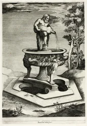 Brunnen mit Silenus im Garten des Cesi-Palastes bei Rom