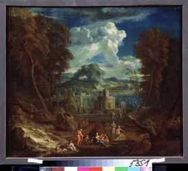 Landschaft mit badenden Nymphen
