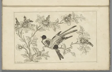 Zwei Vögel auf einem Blütenzweig Chinesische Blumen und Vögel (Serientitel)
