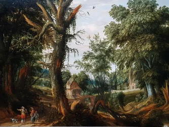 Waldlandschaft mit Figuren