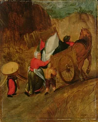 Landschaft, Bauern, Pferd und Wagen, frühes 17. Jahrhundert