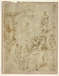 Skizzen von Figuren und Köpfen