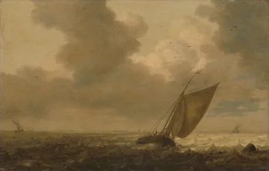 Ein Paketboot segelt vor dem Wind