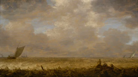 Ein flaches Meer mit Fischerbooten, ca. 1640