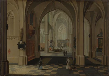 Innenraum einer imaginären gotischen Kirche