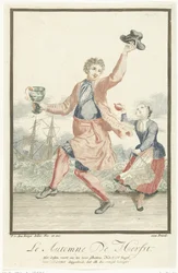 Tanzender Mann mit einem Roemer in der Hand (Der Herbst) (Die vier Jahreszeiten)