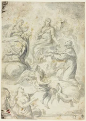 Der heilige Nikolaus von Tolentino bittet Christus und Madonna um Fürsprache für Seelen im Limbus