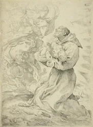 Franz von Assisi mit dem Christuskind auf den Armen