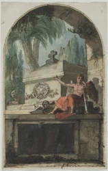 Entwurf für ein Fresko des Grabes von Vincenzo Martinelli (1737-1807) in der Certosa von Bologna