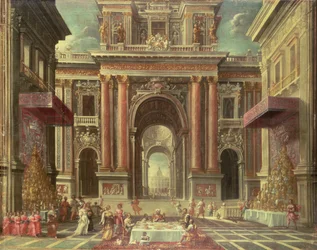 Großartiges Fest im Hof eines Barockpalastes