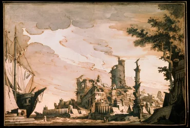 See-Hafen, Bühnenbild für ein Theaterstück, 1818