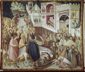 Einzug Christi in Jerusalem - Fresko von Pietro Lorenzetti (1280-1348)