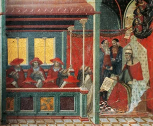 Honorius III. genehmigt die Karmelitenregel (Detail)